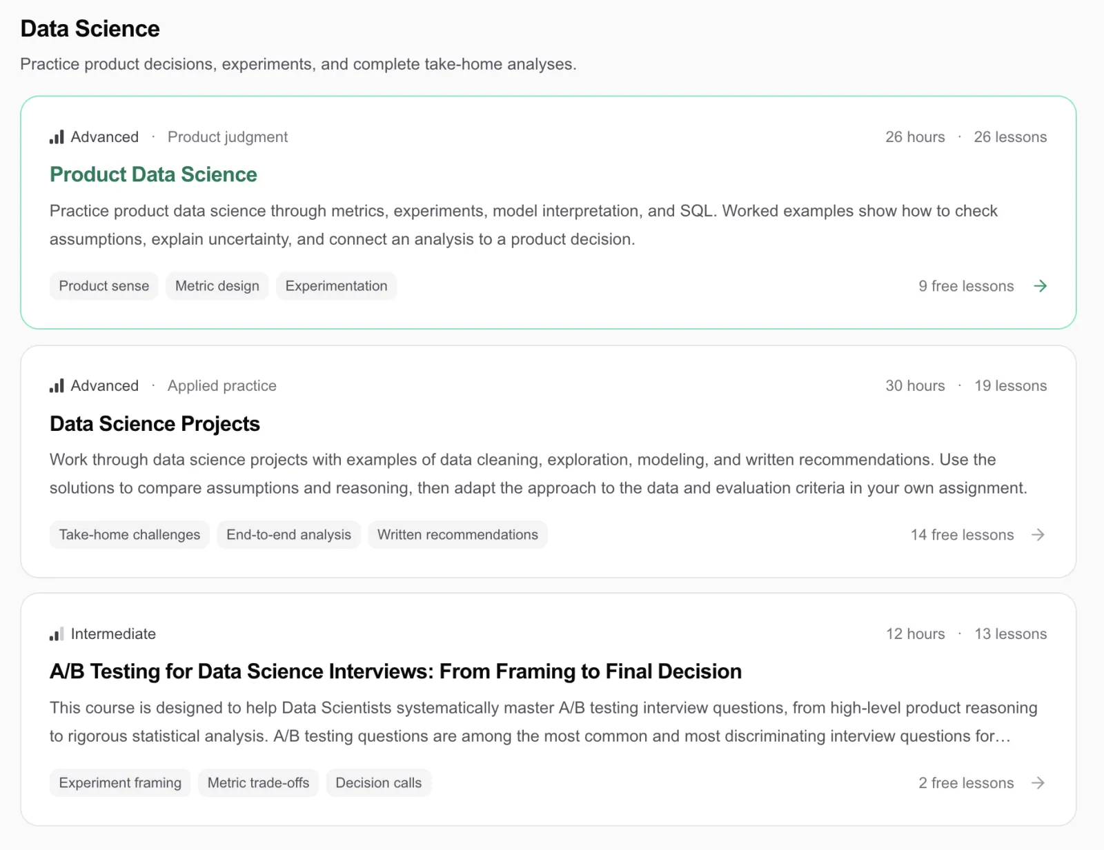 PracHub Data-Science-Kurse zu Product Data Science, Projekten und A/B-Tests