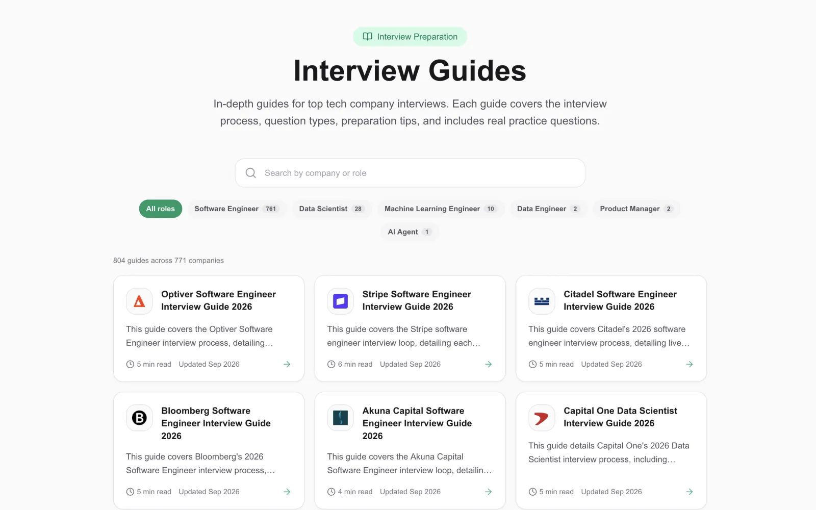 PracHub Interview Guides für Firmen wie Optiver, Stripe, Citadel und Bloomberg
